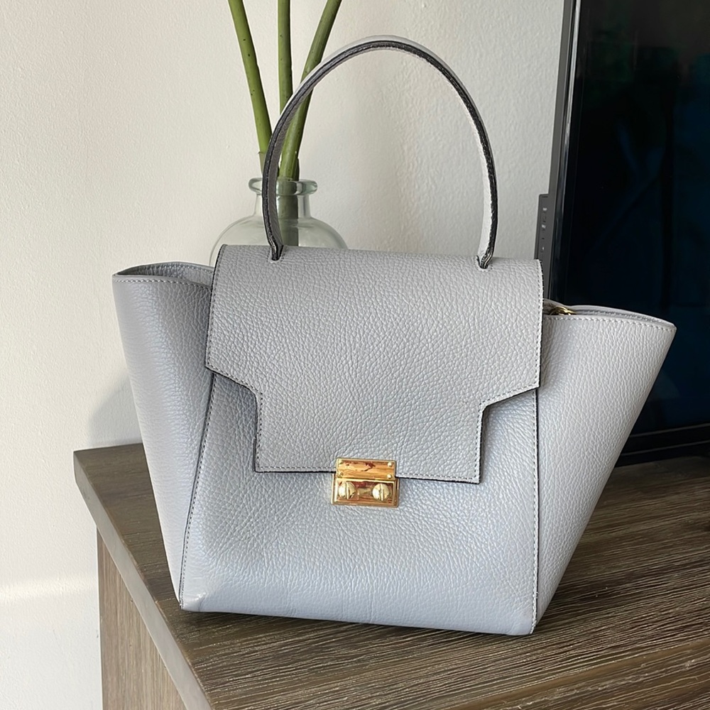 Genuine leather trapeze bag